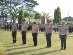 Kapolres Sumbawa Barat Pimpin Upacara Kenaikan Pangkat Personel Polres dan Kompi 2 Yon B Pelopor Sat Brimob Polda NTB