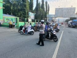 Polsek Rasanae Barat Laksanakan Rawan Pagi, Himbau Pengguna Jalan Tertib Berlalu Lintas