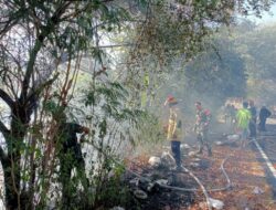Gotong Royong Warga dan Aparat Padamkan Kebakaran di Mentigi