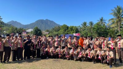 Kapolres Lombok Utara Hadiri Hari Pramuka ke-64 di Desa Menggala