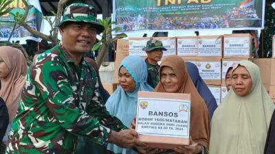 Kodim 1606 Mataram Salurkan Bansos untuk 200 Pekerja Kota