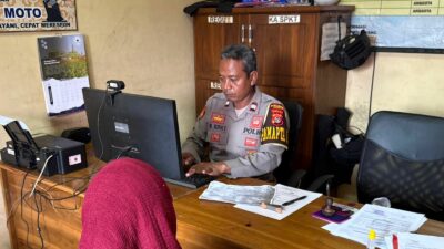 PERSONEL PAMAPTA III POLRES DOMPU TERIMA LAPORAN MASYARAKAT