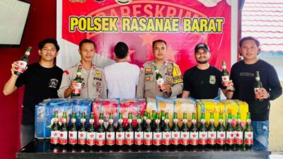 Tim Opsnal Polsek Rasana’e Barat Polres Bima Kota Amankan Ratusan Botol Miras Pemicu Konflik