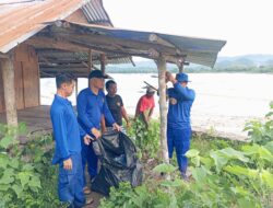 Ditpolairud Polda NTB Laksanakan Giat Bersih Pantai dan Selamatkan Penyu di Pantai Pasir Putih Maluk